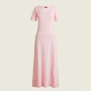 J. Crew Jersey Knit Striped Midi T Shirt Dress Cotton Pink Size M